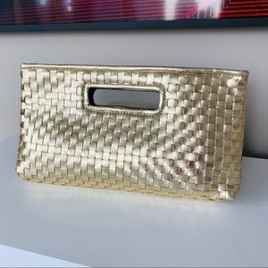 Gold Weave Saks Fifth Avenue Black Label Clutch